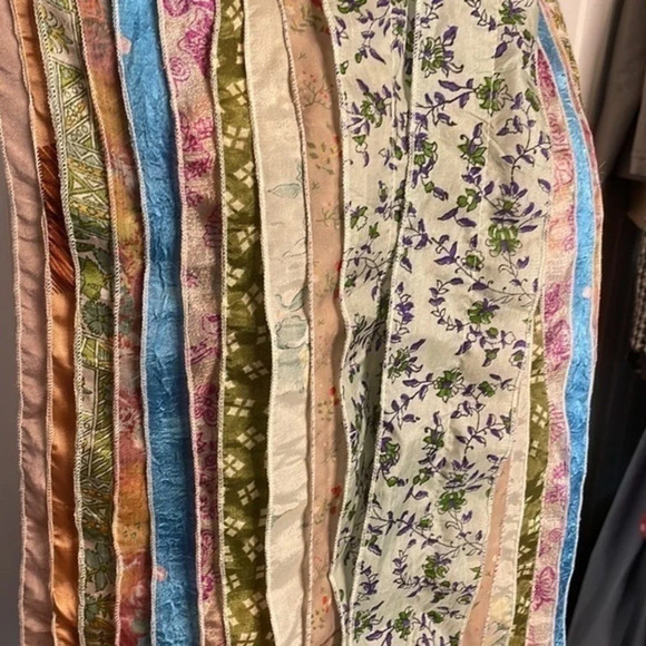 Boho Whimsical 100% Silk Layered Scarf - Picture 4 of 7